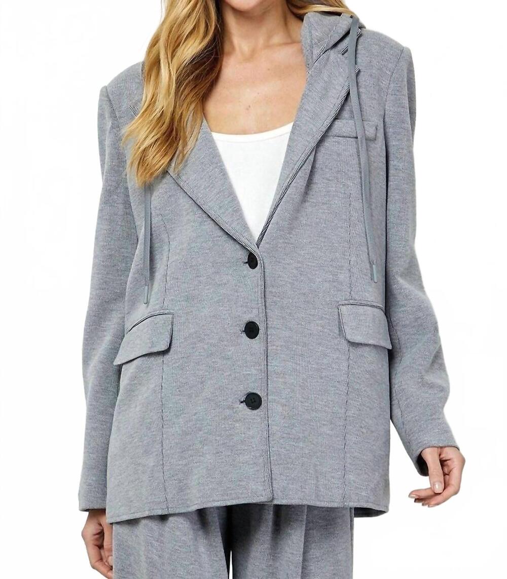 NEW SEE AND BE SEEN casual hooded blazer in grey